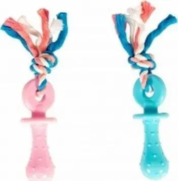 Lodër për qen Duvo+ Pastel Pacifier, TPR, me litar 18cm, shumëngjyrëshe
