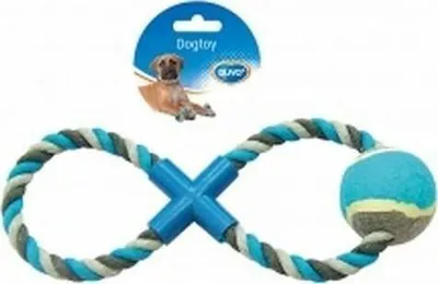 Lodër për qen Duvo+ Rope Figure Eight me top, 28cm, shumëngjyrëshe - 1