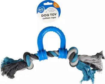 Lodër për qen Duvoplus Cotton Dog Rope, litar pambuku, dorezë plastike, shumëngjyrëshe