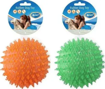 Lodër për qen Duvo+ TPR Toy Ball with Spikes, top gome 8cm, jeshile dhe portokalli