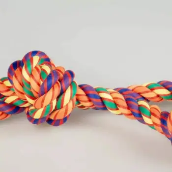 Lodër për qen duvoplus Cotton Rope Loop, litar pambuku me 2 nyje, shumëngjyrëshe