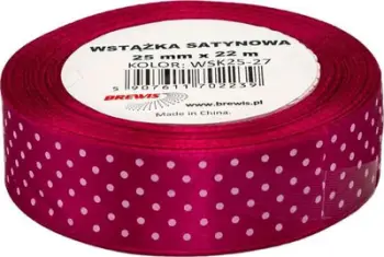 Shirit sateni dekorativ me pika, 25mm, 22m, burgundy