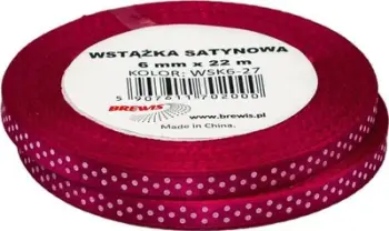Shirit sateni dekorativ me pika, 6 mm x 22 m, set 2 copë, vjollcë