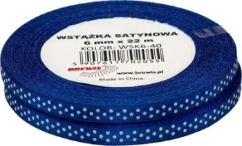 Shirit sateni me pika Polka Dot, 6 mm, 22 m, blu, 2 cope