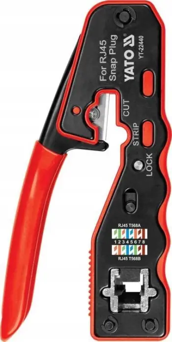 Presa krimpuese Yato YT-22440, për fisha RJ45, pass-through, 135mm