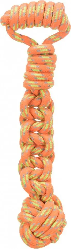 Lodër për qen TRIXIE Knot Ball on Rope, top me litar, 8/38 cm, shumëngjyrëshe