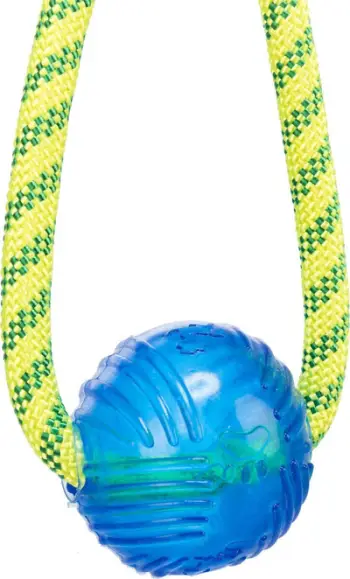 Lodër për qen Trixie Playing Rope with Ball, 6cm, 40cm, verdhë jeshile
