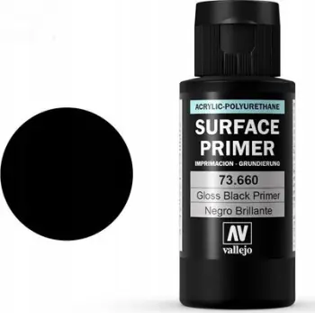 Primer akrilik Vallejo Metal Color Gloss Black 60ml, për modele, i zi me shkëlqim