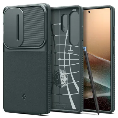 Mbrojtëse për celular Spigen Optik Armor për Samsung Galaxy S25 ULTRA , e gjelbër e errët - 1
