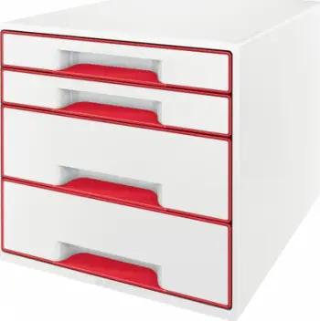 Kabinet me sirtarë Leitz WOW CUBE 52132026, 4 sirtarë, plastikë, blu e bardhë