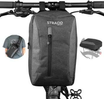 Çantë timoni Strado Saddlebag 3L, universale për trotinet dhe biçikletë, e zezë
