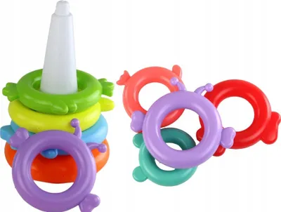 Lodër piramidë Leantoys Unicorn, 8 unaza, shumëngjyrëshe - 1