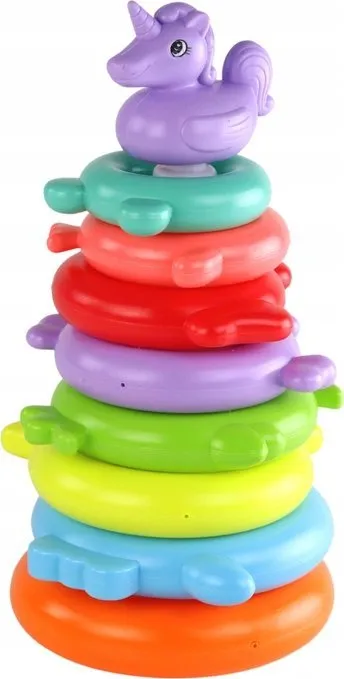 Lodër piramidë Leantoys Unicorn, 8 unaza, shumëngjyrëshe - 2