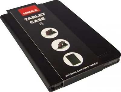 Këllëf tablet Umax Tablet Case 8, universal 8", qëndrim palosës, i zi - 1