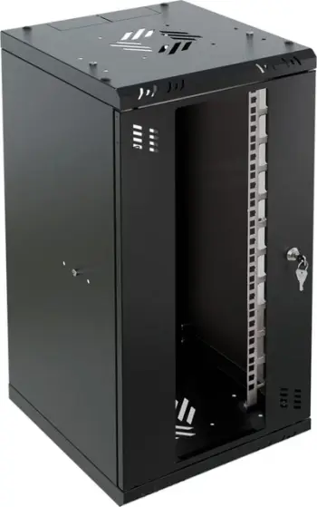 Kabinet rack Intalan 10" 12U, 300mm, montim në mur, i zi