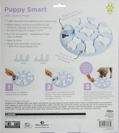 Lodër puzzle për qen Outward Hound Nina Ottosson Puppy Smart, Level 1 Beginner, blu - 2