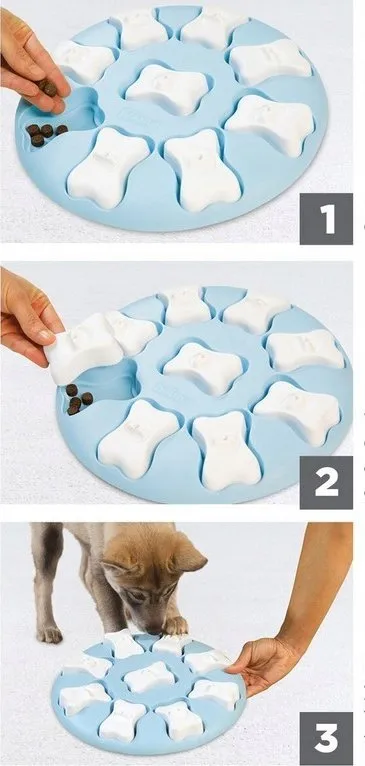 Lodër puzzle për qen Outward Hound Nina Ottosson Puppy Smart, Level 1 Beginner, blu - 4