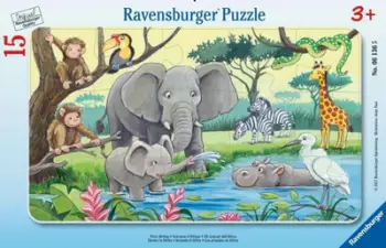 Lodër puzzle Ravensburger African animals, 3+, 15 elemente