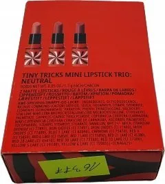 Set buzëkuqësh MAC Tiny Tricks Mini Lipstick Trio, krem dhe mat, për gra - 2