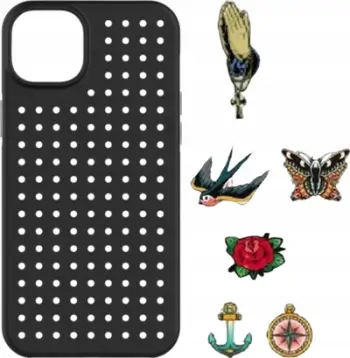 Këllëf telefoni Pinifit Pinit Dynamic Tattoo, për iPhone 14 Pro Max 6.7", plastike, i zi me dizajn