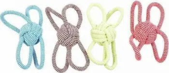 Lodër qeni Duvo+ Rope Ball, me doreza, 25.5cm, shumëngjyrëshe