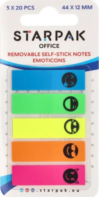 Shirita indeksues Starpak Index Tab Emoticon, 12x44mm, 5 ngjyra fluoreshente