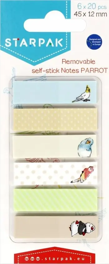 Shirita indeksimi Starpak Parrots, 45x12mm, vetëngjitës, shumëngjyrëshe