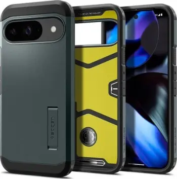 Këllëf telefoni Spigen Tough Armor për Google Pixel 9 Pro/Pixel 9, mbrojtje e fortë, Abyss Green