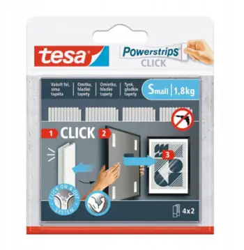 Shirita montimi vetëngjitës Tesa Powerstrips Click Small, kapacitet 1.5 kg, ngjyrë e bardhë