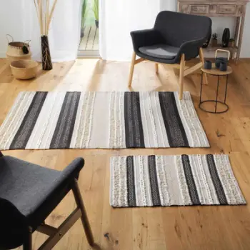 Tapet Douceur d'intérieur Beige Black Cotton Boho Rug, 60 x 90 cm, bezhë e zezë