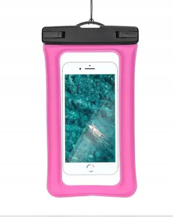 Çantë universale uji-rezistente për telefon, mbyllje plastike, verore, rozë