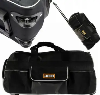 Çantë veglash JCB Tool Bag 26", dorezë teleskopike, me rrota, e zezë