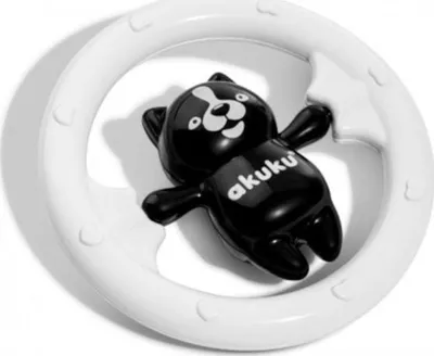 Lodër shqotë për foshnje Akuku Sensory Teddy Bear, bardh e zi, 10cm - 1