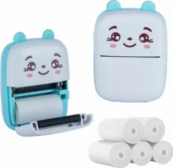 Printer termik Extralink EPP-002, Bluetooth, set me 5 role letre termike, blu