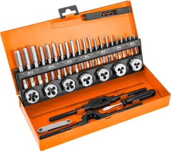 Set çekiça dhe filiera Neo, 32 copë, M3 M12, metalik