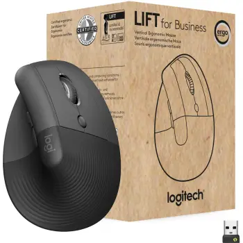 Maus, Logitech Lift Vertical Business 910-006494, ergonomik vertikal, pa kabllo, e zezë