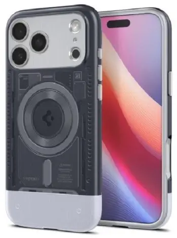 Këllëf telefoni Spigen Classic C1 MagSafe për iPhone 17 Pro, mbështetje MagSafe, gri