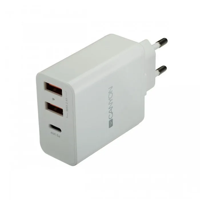 MBUSHES USB/ TYPE-C 30W CANYON H-08 WHITE - 1
