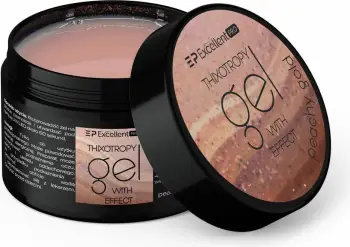 Xhel ndërtues për thonj Excellent PRO Thixotropy Gel With Effect Peachy Gold për femra, 50g