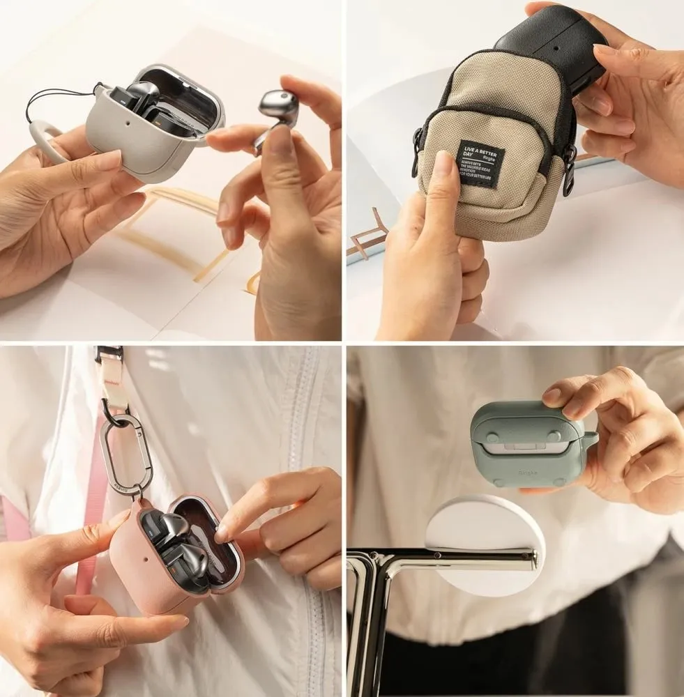 Mbështjellës Ringke Onyx për Samsung Galaxy Buds 3/3 Pro, MagSafe, me karabinë, e zezë - 7