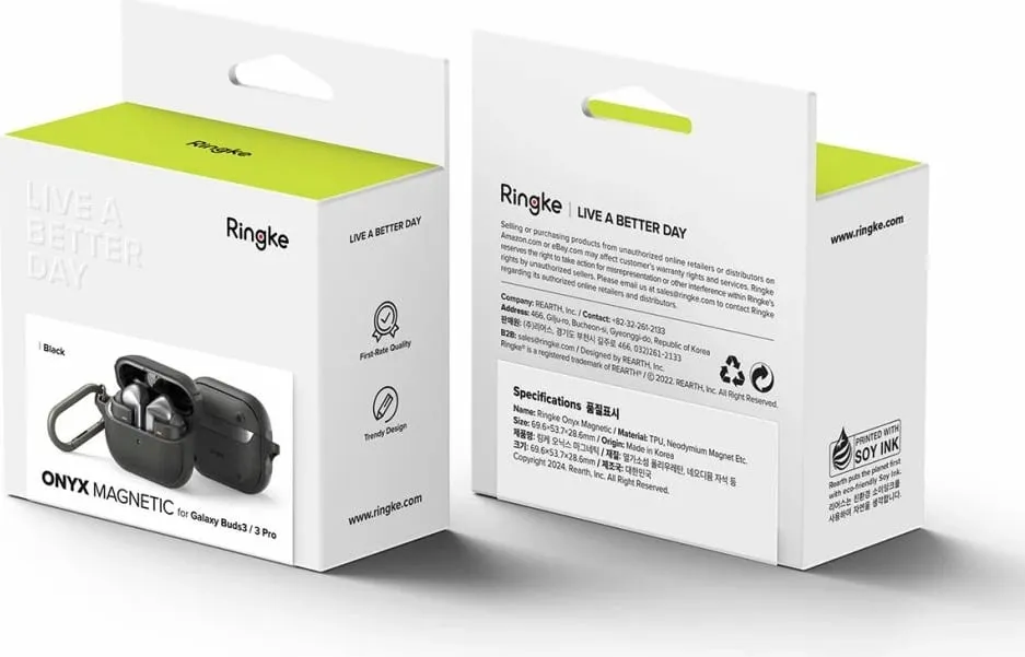 Mbështjellës Ringke Onyx për Samsung Galaxy Buds 3/3 Pro, MagSafe, me karabinë, e zezë - 8
