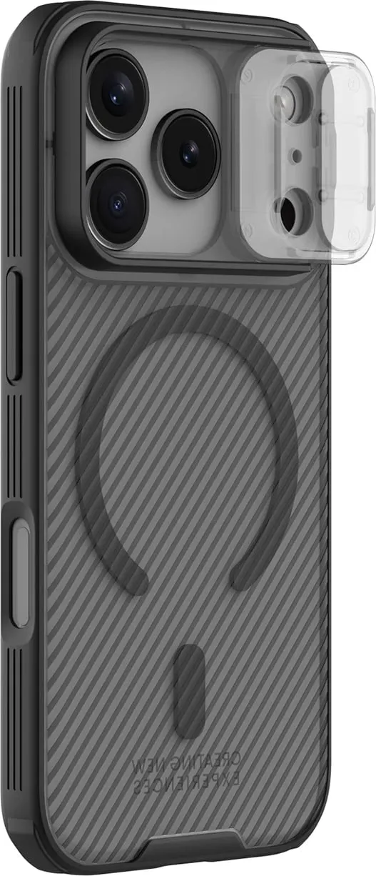 Mbështjellës Nillkin CamShield Pro për iPhone 17 Pro, MagSafe kompatibil, PC+TPU, transparent i zi - 1