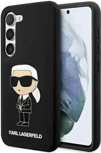 Mbështjellës celulari, Karl Lagerfeld, Liquid Silicone Ikonik Karl, për Samsung Galaxy S23+, hardcase silikon, i zi