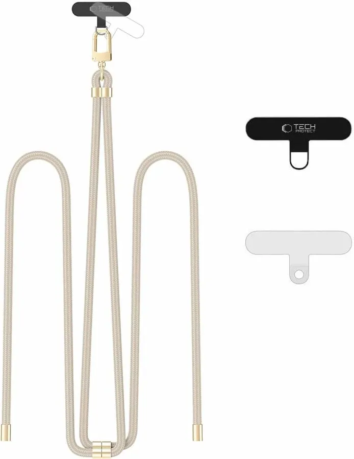 Rrip crossbody për celular Tech-Protect C7S, me adapter, Bezhë - 1