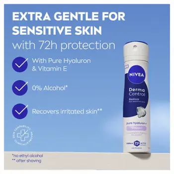 Sprej antiperspirant për femra Nivea Derma Control Restore, 150 ml
