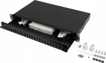 Patch panel fiber optik Lanberg 1U, 24 porta SC LC, për rack 19", i zi
