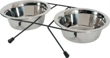 Set tasa për kafshë Zolux Inox, 2 x 1.3L, me qëndrim metalik