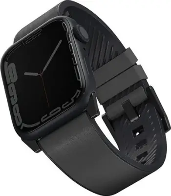 Rrip ore UNIQ Straden për Apple Watch 42 44 45mm, lëkurë silikon hibride, gri