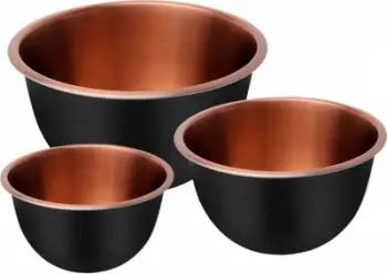 Set tasa çeliku Klausberg KB-7394, 3 copë, inoks, të zinj