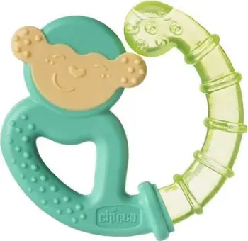 Unazë ftohëse për dhëmbë Chicco Water Teether Monkey, 4m+, me ujë, shumëngjyrëshe